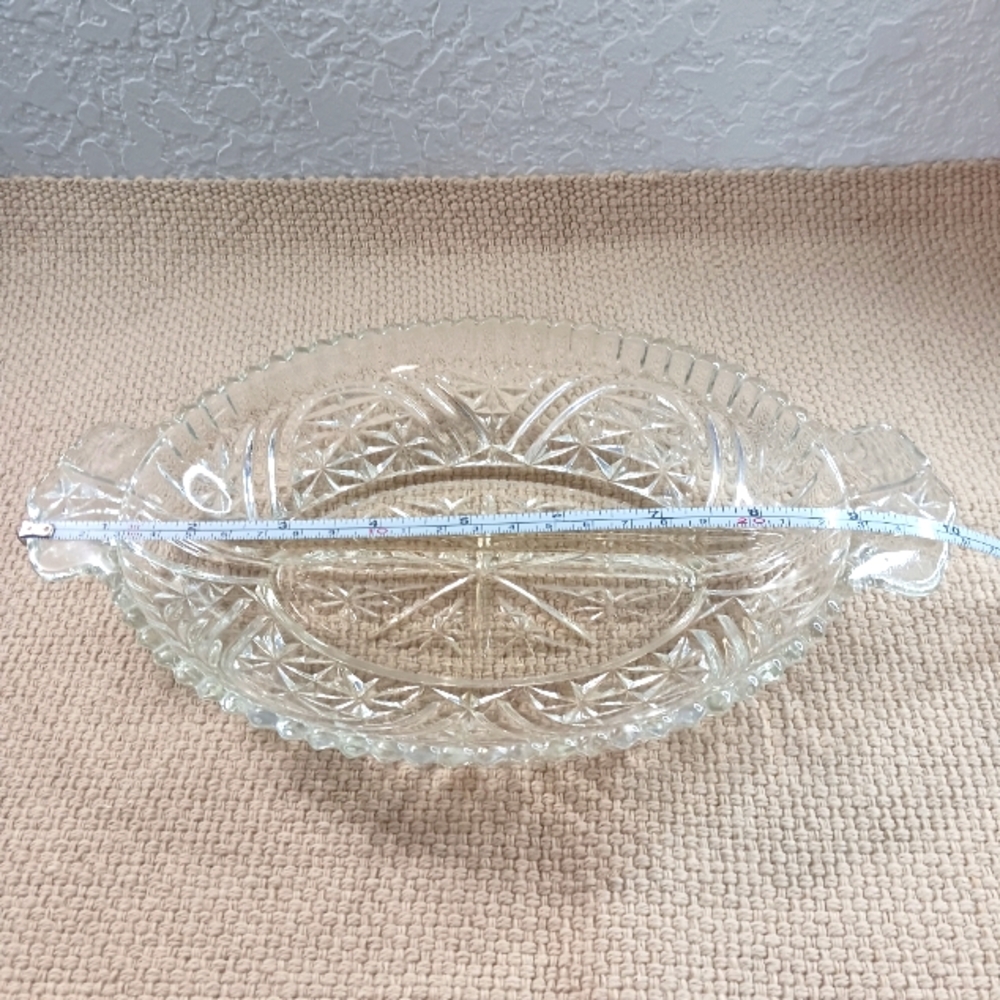 Vintage Glass Two Part Divided Relish Dish EUC - Picture 5 of 7
